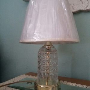 Lamp Vintage   Crystal  lamp and gold trim and shade